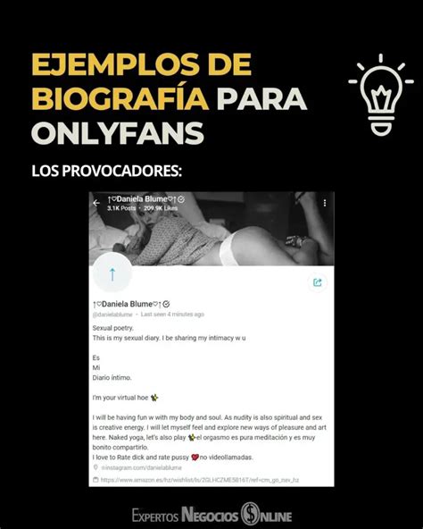 ejemplos de biografías para onlyfans|10 ideas de biografías de Onlyfans que convierten